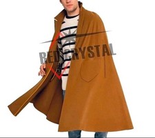 Mens Wool long cape coat, Mens Cape Coat Wool Long Cape Coat