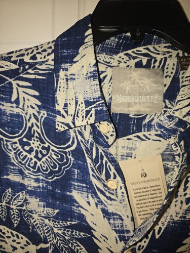 🏝Neu mit Etikett Herren Margaritaville Tropical Hawaii Kurzarm Hemd XL Seide & Leinen - Bild 1 von 11
