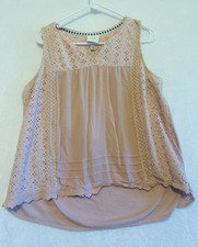 Knox Rose Womens Beige Eyelet Embroidered V-N...