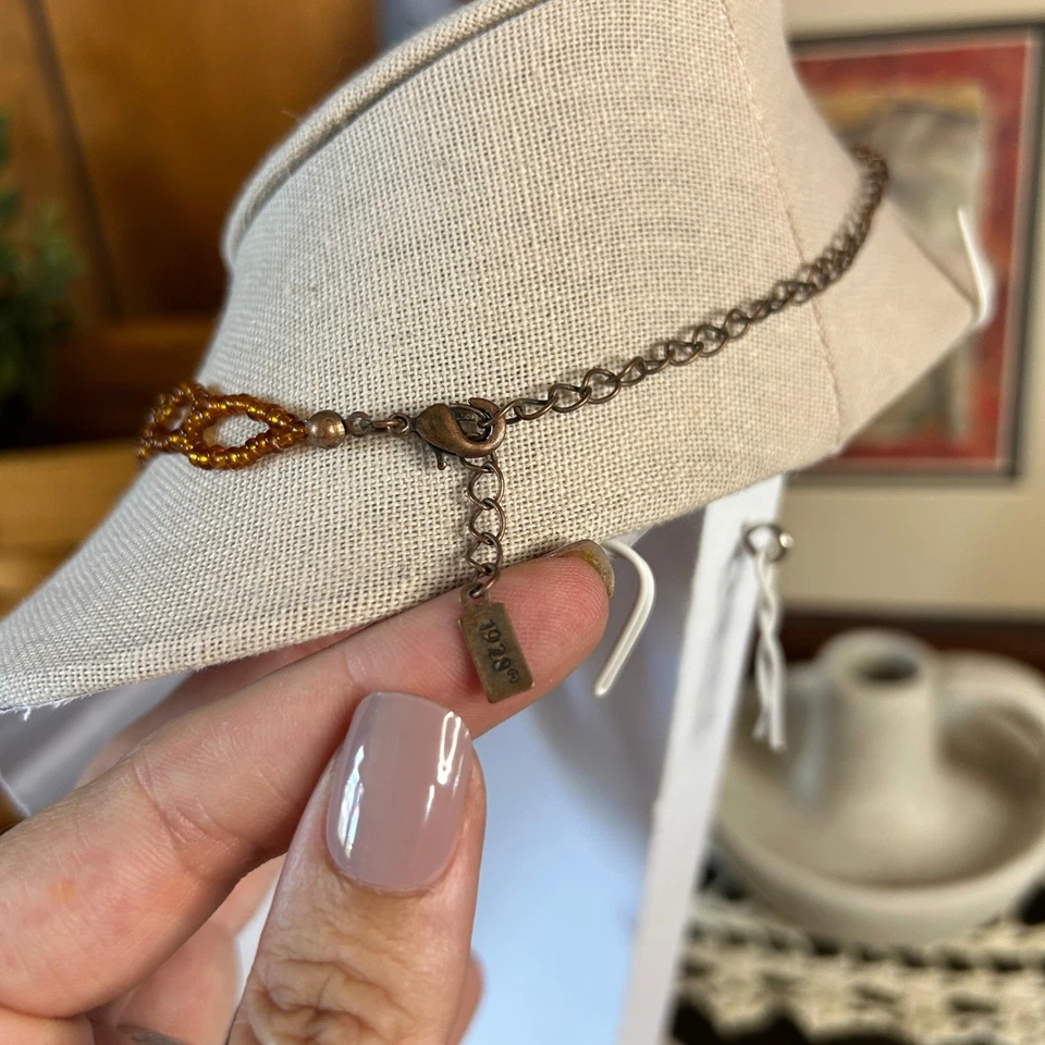 Collar Gargantilla Flor Cuentas Años 70 Marca 1928 Inspiración Vintage Foto 4 de 4