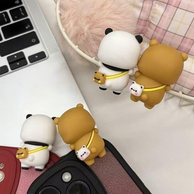 YOKUSHI 4 PCS Bubu and Dudu Bears Computer Decorations, Cute White+brown 4pcs 