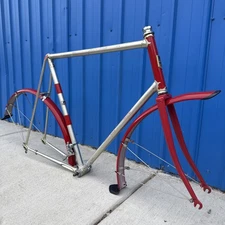 Vintage Motobecane Grand Jubile Road Bike Frame / Fork - Steel 58cm Fenders 62cm