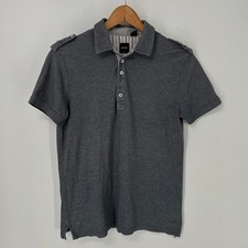 Hugo Boss Polo Shirt Mens Medium Gray Rapino Short Sleeve Slim Fit