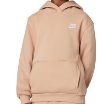 NEW Nike Sportswear Club Fleece Kids Hoodie Pullover Size Small Tan