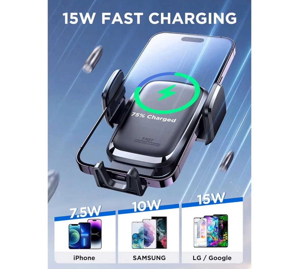 JOYROOM Soporte Inalámbrico para Teléfono Celular Coche iPhone 16-13 Pro Max Galaxy S24 UltraLG Foto 3 de 4