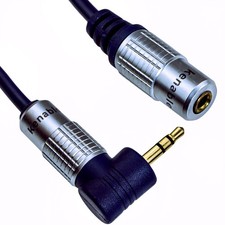 PURE Right Angle Jack Extension Cable 3.5mm Stereo Jack Plug to Socket 0.5m/1m/2