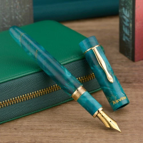 Asvine C2000 Stabilized Wood Fountain Pen NO.8 EF/F/M/Stub 1.1 Nib Green - product listing photo