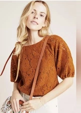 Anthropologie Dolan Left Coast Norah Floral Corduroy Blouse in Camel Size M