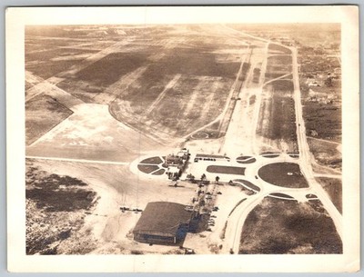 Vtg B&W Snapshot Aerial View Dirt Road Intersection 1940s