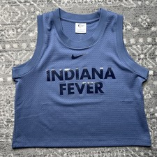 Nike WNBA Indiana Fever Womens Cropped Mesh Tank Top Size Medium Blue Basketball