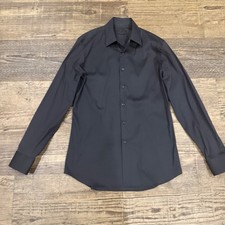PRADA Men's Black Dress Shirt 41/16 Long Sleeve Point Collar Made in Italy