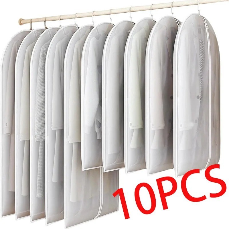 1-10 piezas Ropa Cubierta Antipolvo Bolsa Traje Almacenamiento Cremallera Vestido Ropa Abrigo Protector
