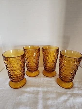 VTG. 4 PC "Fostoria Indiana Whitehall "Amber Iced Tea/Water Footed Glasses