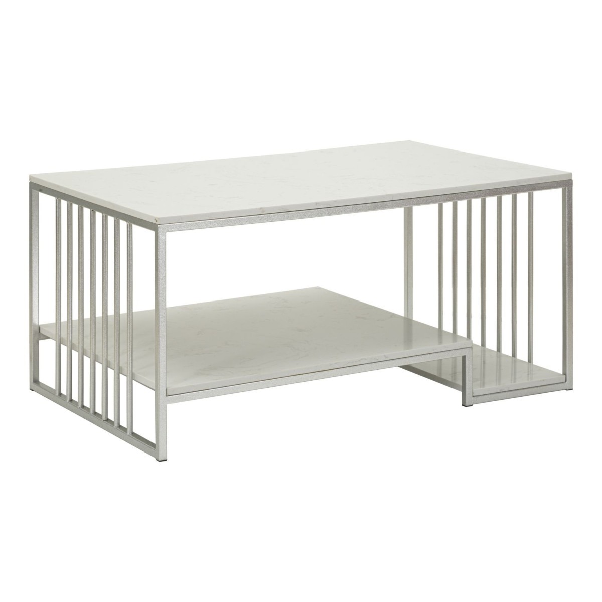 Table basse marbre Kayseri pour apéritif entre amis salon moderne blanc argent