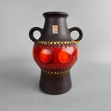 West German Fat Lava vase made by Dumler & Breiden. Konstanza. red and brown