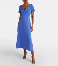 CAROLINA HERRERA MIDI DRESS SWEETHEART NECK PURPLE DELPHINUIM US 6 M NWT