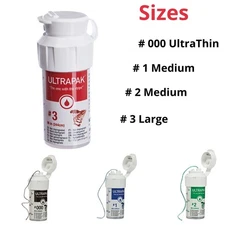 Ultrapak Retraction Cord #000 #1 #2 #3 Plain Knitted 8ft/244cm Per Bottle