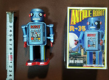 Masudaya Vintage Tin Toy Robot R-35 Antique Robot Reproduction Wind-up Type