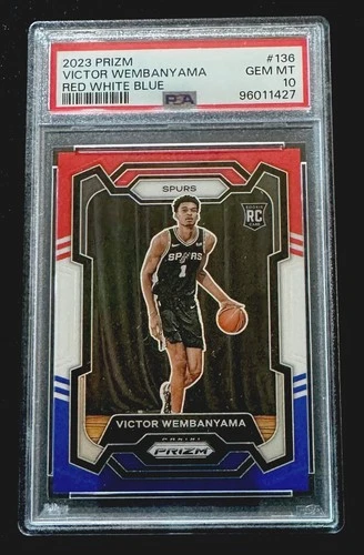 Panini 2023-24 Prizm Victor Wembanyama #136 Red White & Blue RC PSA 10