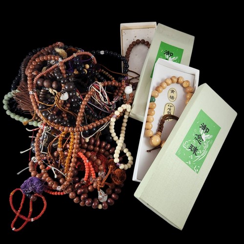 Japanese Juzu Bracelet Buddhist Rosary 21 a lot Bulk Wood Stone from Temple #1