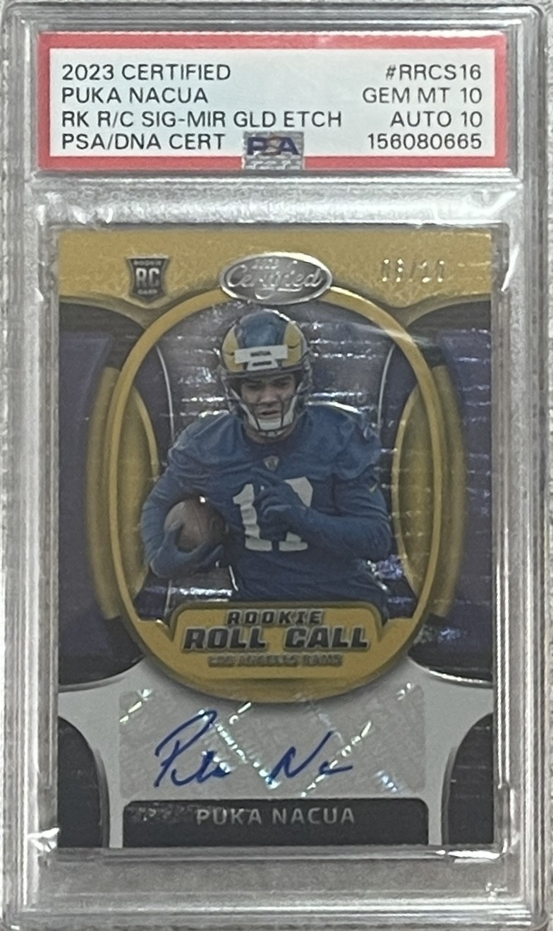 Puka Nacua Panini Certified Rookie Roll Call Signature #RRCS16 Mirror Gold Etch