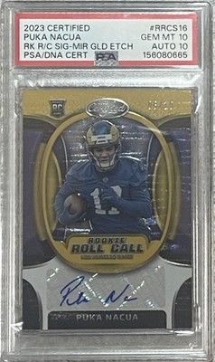 2023 CERTIFIED ROOKIE ROLL CALL PUKA NACUA GOLD ETCH 8/10 PSA 10/AUTO 10~POP 1