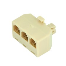 2pcs RJ11 6P4C Telephone Phone Line 1 Male to 3 Female Modular T Adapter Plug