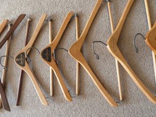 8 VINTAGE WOOD COAT/PANTS HANGARS JACK PARRISH MACYS, H FREEMAN WISHBONE, NASH