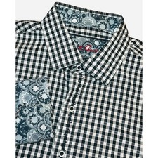 Robert Graham Classic Fit Shirt Gingham Button Down Mens L Black White L/S