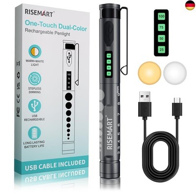 RISEMART Diagnostikleuchte Medizinische, Wiederaufladbare LED Pupillenleuchte