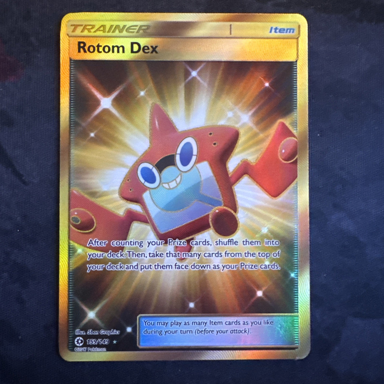 Pokémon TCG Rotom Dex Sun & Moon Base Set 159/149 Holo Secret Rare NM/M
