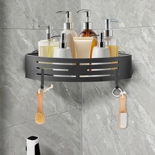 Corner Shower Caddy Shelves - Suction Cup Shower Organizer Shelf with 2 Hooks,