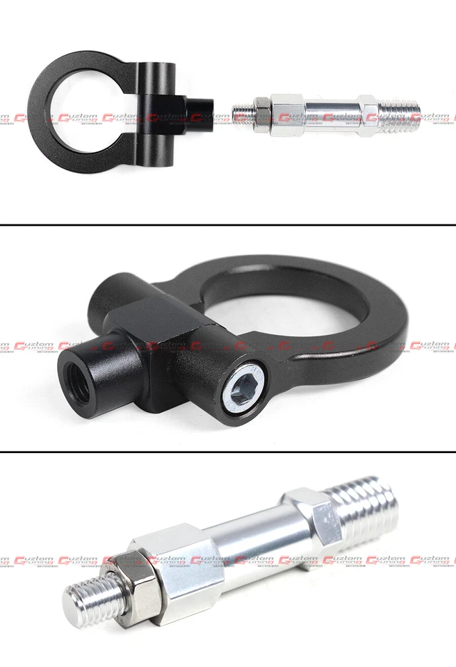 PARA BMW F22 F30 F32 F80 F82 NEGRO ANILLO PLEGABLE TORNILLO EN PARACHOQUES DELANTERO TRASERO GANCHO DE REMOLQUE Foto 3 de 4