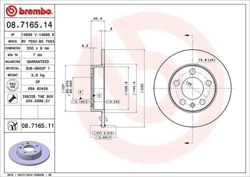 KIT DISCHI + PASTIGLIE FRENO POSTERIORI BREMBO VW GOLF 4 IV 1.9 1900 DIESEL POST - Imagen 2 de 5