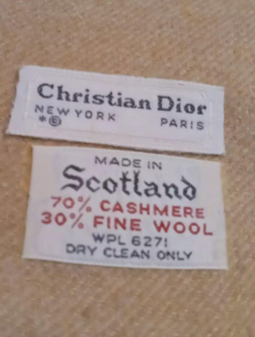 Foulard Christian Dior 70% cachemire 30% laine marron vintage made Scotland WPL 6271
