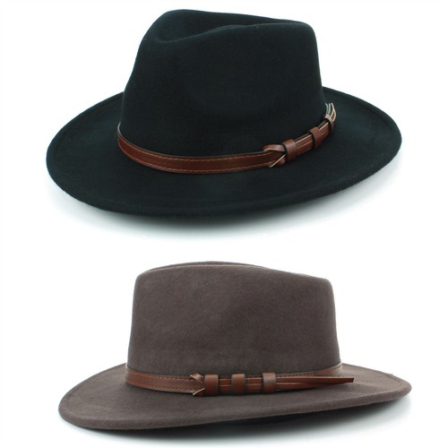 Fedora Hat Wool BLACK BROWN Hawkins 