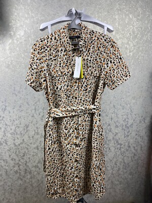 Karen Millen Linen Animal Print Shirt Dress Size UK 10 / US 6 | eBay