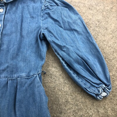 white christmas dresses KIDPIK Girls Long Sleeve Rhinestone Collar Elastic Waist Denim Shirt Dress, Size: 2T main image 0