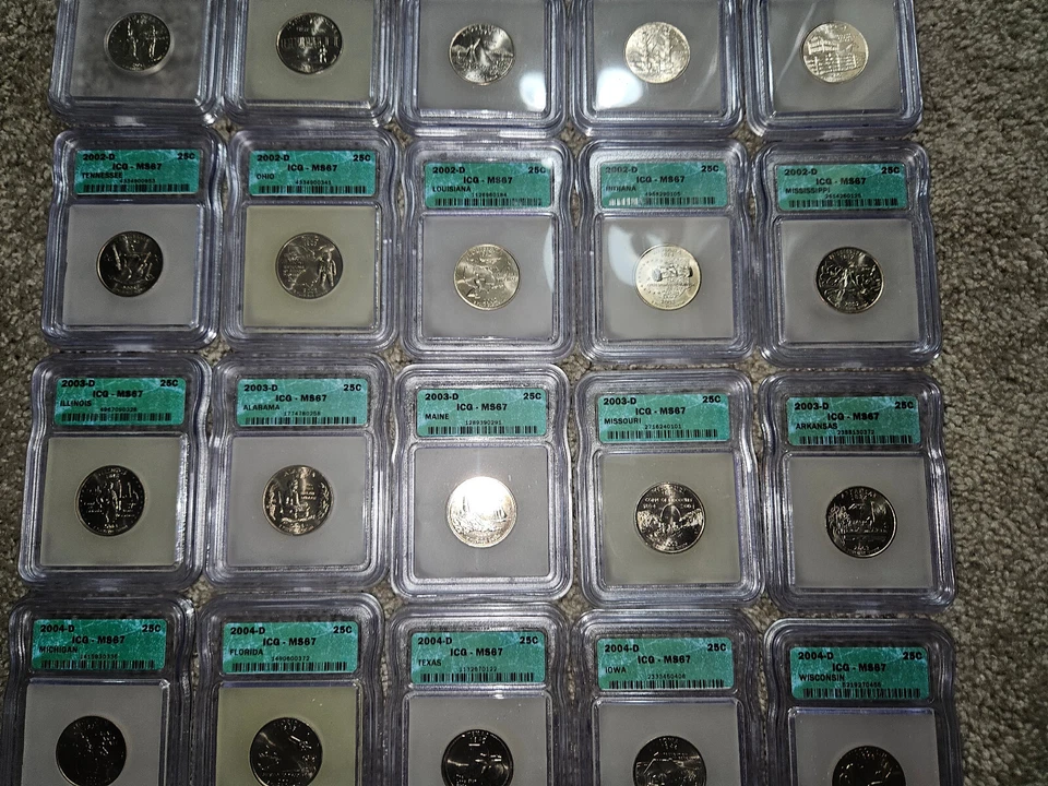🌟 1999-2008-D DENVER State Quarters ICG MS67 Full Set 50 Coins w/Delaware - Image 4 of 4