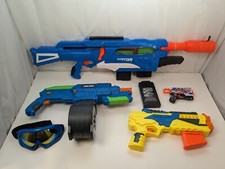 Buzz Bee Blasters Lot Of 4 Guns, Goggles 5 Clips Xshot