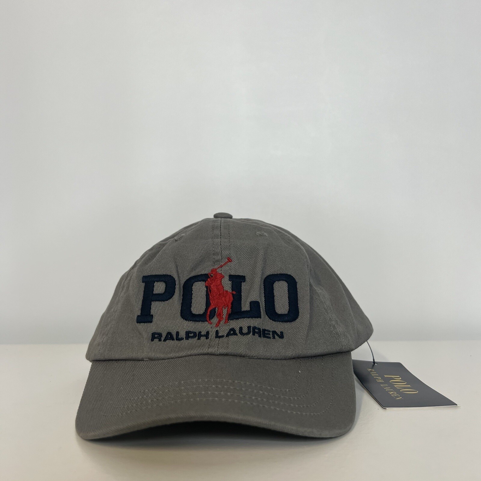 Polo Ralph Lauren bambini grande pony logo chino berretto a sfera grigio logo grande 2T 4T