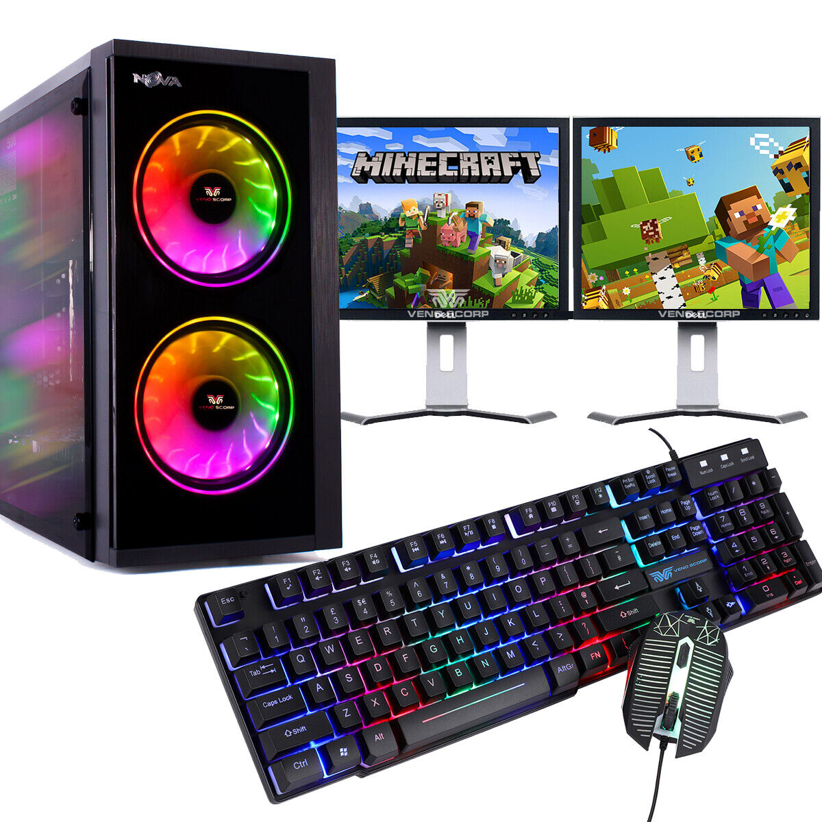 Station Bundle complète moniteur 22 + PC fixe / 8 Go RAM / Windows 10 /  DVD RW/Intel Dual Core / Kit clavier et souris (reconditionné certifié)