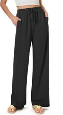 Women's Summer Flowy Palazzo High Waist Wide Leg Beach Vacation Pants Pockets