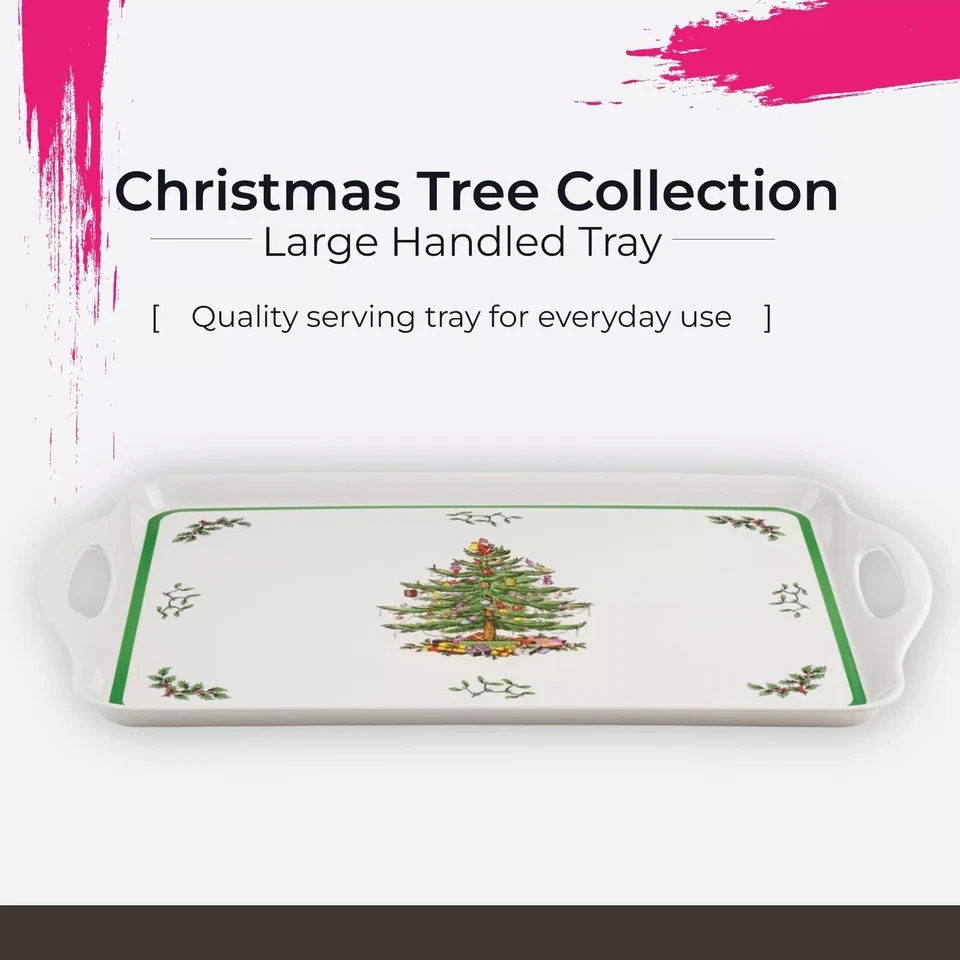 NEW Christmas Tree Large Handled Tray Festive Melamine Serving Spode Pimpernal - Image 2 of 4