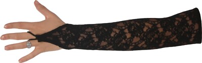 Gothic Black Fingerless Flair Bridal Bridesmaid Prom Opera Long Gloves 1146