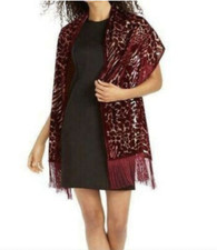 INC Animal Print Velvet Women's Scarf Evening Wrap Wine Red NEW in Bag 67