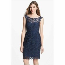 Jenny Yoo 'Harlow' Tea Lace Sheath Dress Sz 0 Navy