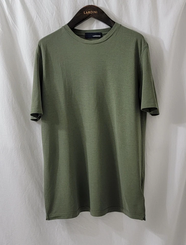 Lardini Men's Soft Cotton Short sleeves Green Tee - Size 52/XL - NEW Foto 4 de 4