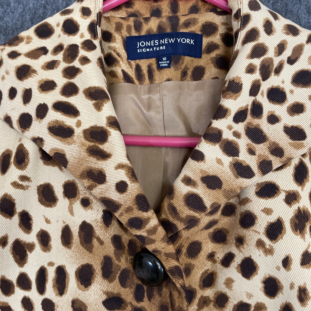 Jones New York Signature Jacket Size 10 Animal Print Spotted