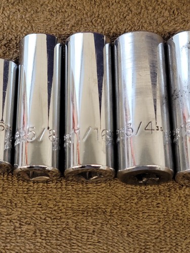 Proto J52134 Socket 6 Point Extension Ratchet Deep Well Sae 3/8" To 7/8" Set - Picture 13 of 24